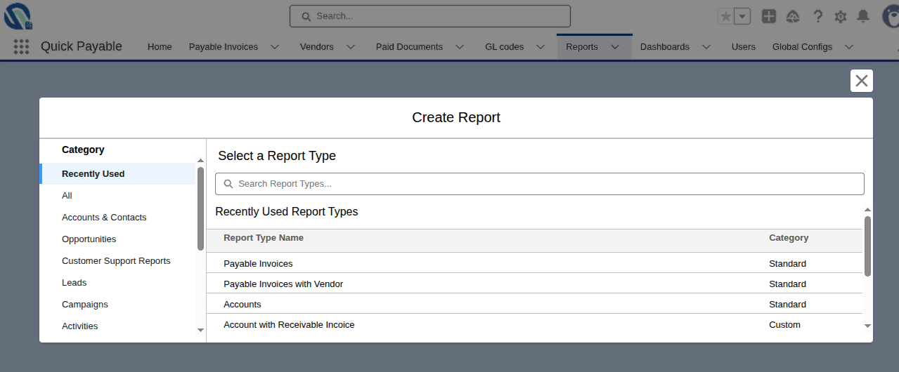 Custom report builder