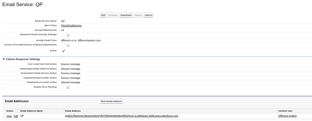 Generated Email Service Address