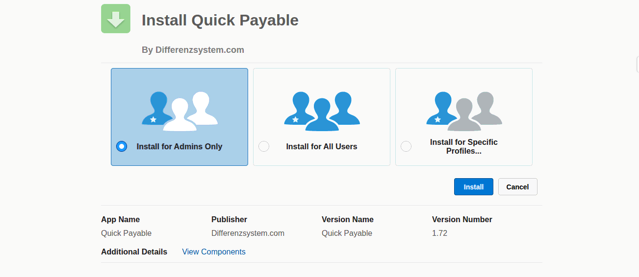 Install for Admins Only pop-up