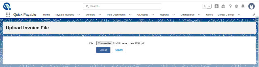 New invoice upload dialog