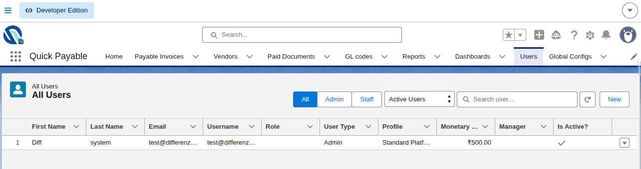 Users tab overview